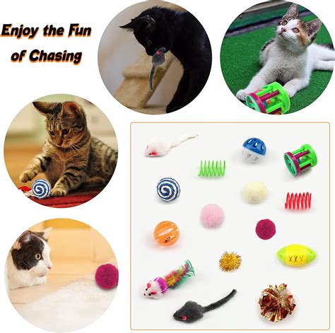 32-Pack Cat Toys Variety Set for Kittens - Cat Balls, Feather Toy ...