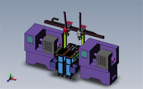 Cnc数控车床机械手（自动化双臂型机械手） 3d模型solidworks 2013模型图纸下载 懒石网