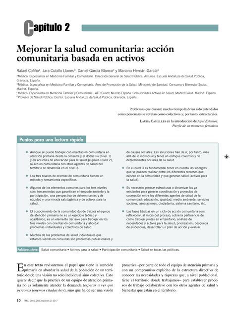 Pdf Mejorar La Salud Comunitaria Acción Comunitaria Basada En Activos