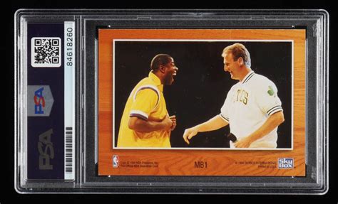 Magic Johnson Larry Bird Signed 1993 94 Hoops MB1 Commemorative PSA