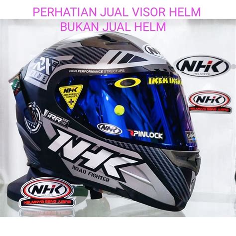 Jual Paket Flat Visor Helm Nhk Rx Gm Race Pro Iridium Blue Pnp Helm