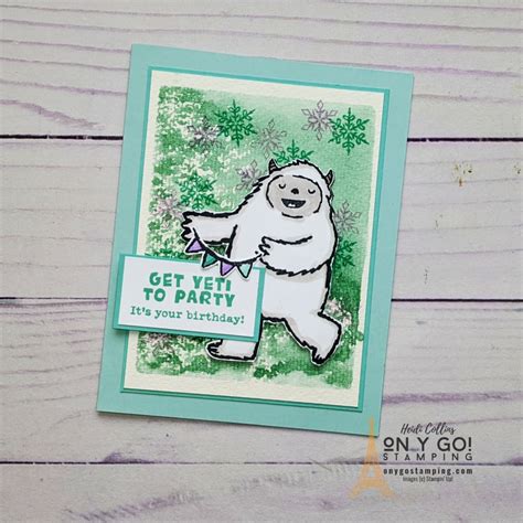 Easy Watercolor Technique With The Yeti To Party Stamp Set From Stampin