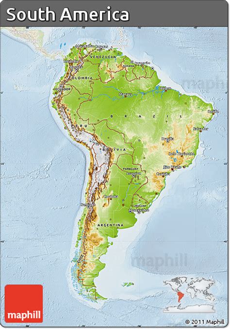 Free Physical Map Of South America Lighten