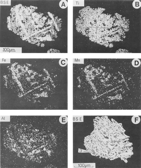 Electron Microprobe X Ray Images Of Partially Altered Ilmenite Grains