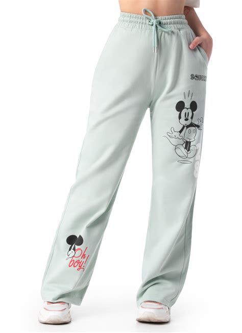 Pantalon Palazo Franela Alison Mickey Mouse Slit Green Squeeze