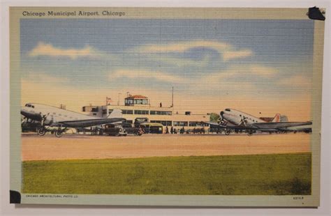 Airplanes Chicago Municipal Airport Vintage Linen Postcard As Is O25 Ebay