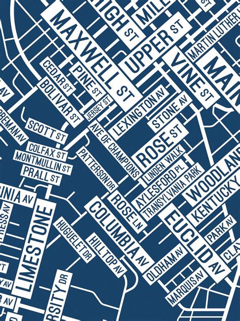 Lexington Kentucky Street Map Screen Print College Town | Etsy