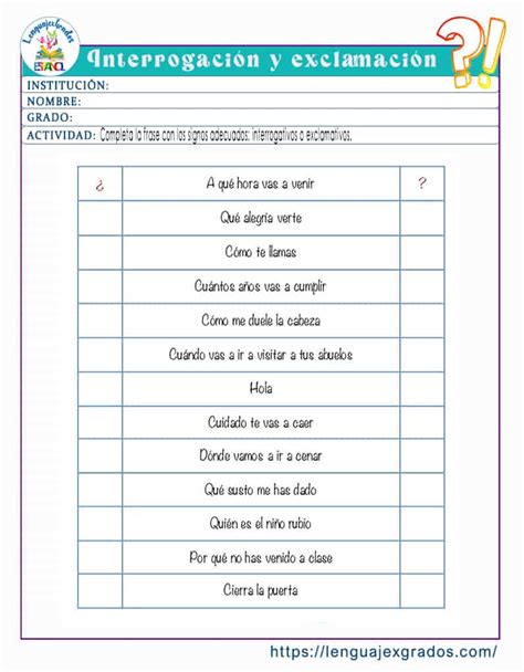 Signos De Interrogaci N Y Exclamaci N Con Ejemplos Y Ejercicios