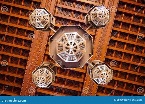 Chandelier In The Sultan Qaboos Grand Mosque Oman Middle East Asia