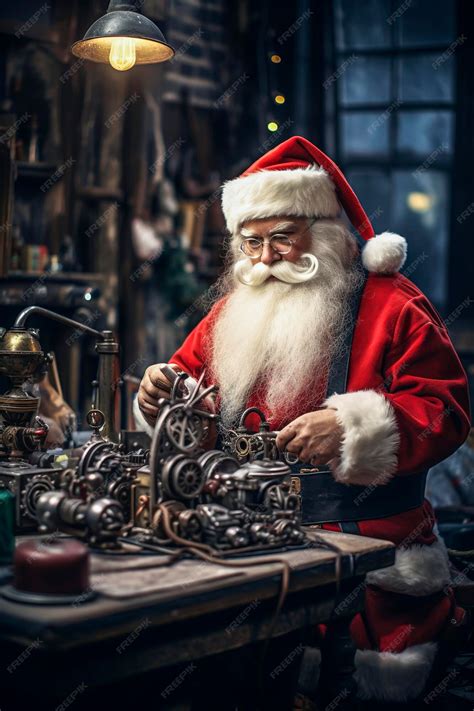 Premium Ai Image Generative Ai Illustration Of Santa Claus Making