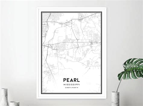 Pearl Map Print Pearl Map Poster Wall Art Ms City Map - Etsy