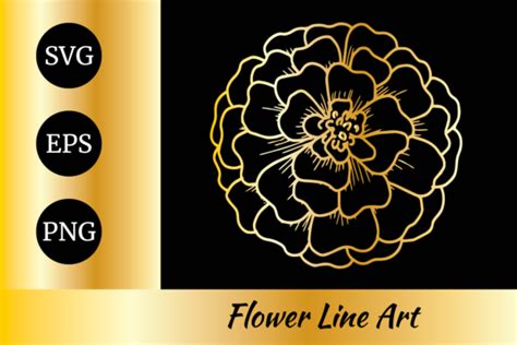 Marigold Flower Golden Lineart Svg Graphic By Nurdesign99 · Creative