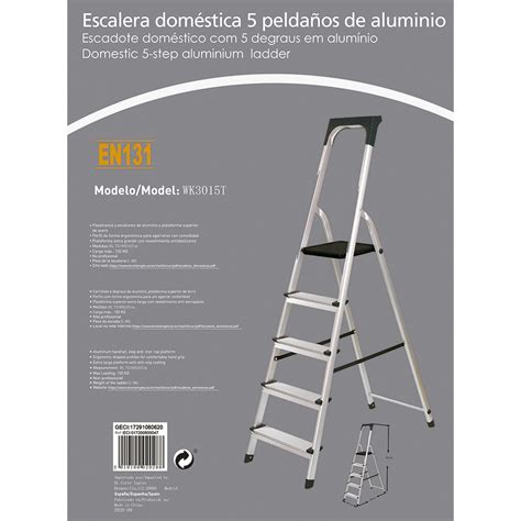 Comprar Escalera Doméstica Aluminio 5 Peldaños BriCor Hipercor