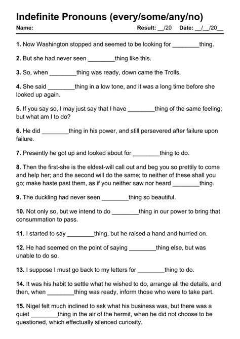 101 Printable Indefinite Pronouns PDF Worksheets with Answers - Grammarism