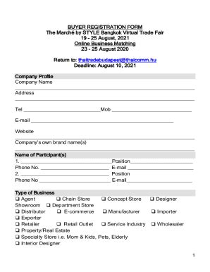 Fillable Online Buyer Registration Form Fax Email Print PdfFiller