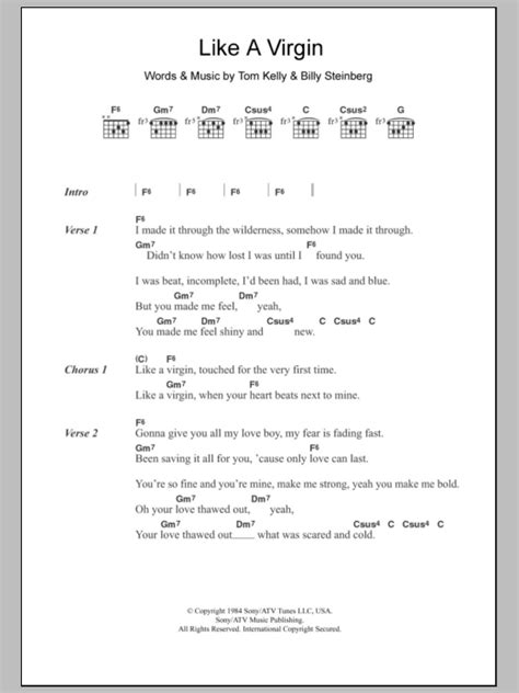 Like A Virgin By Madonna Guitar Chords Lyrics Guitar Instructor