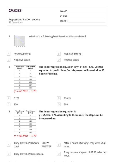 50 Regression Worksheets For 12th Class On Quizizz Free And Printable