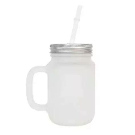 Jarra C Tampa Canudo Branco Mason Jar Sublim Vel Ml