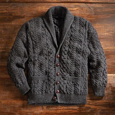 Irish Aran Shawl Collar Cardigan Aran Legacy NOVICA