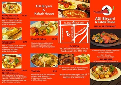 Menu Of Adi Biryani And Kabab House In Toronto On M1k 1n8