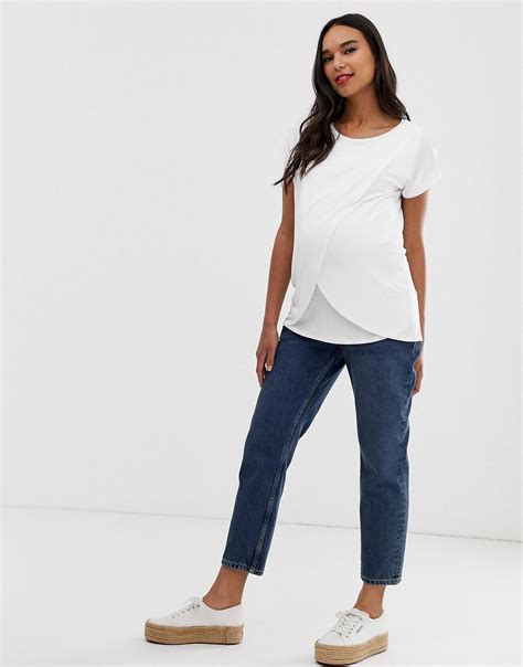 Asos Design Maternity Nursing 2 Pack T Shirt In Black And White Asos