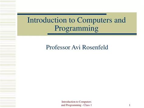 Ppt Introduction To Computers And Programming Powerpoint Presentation