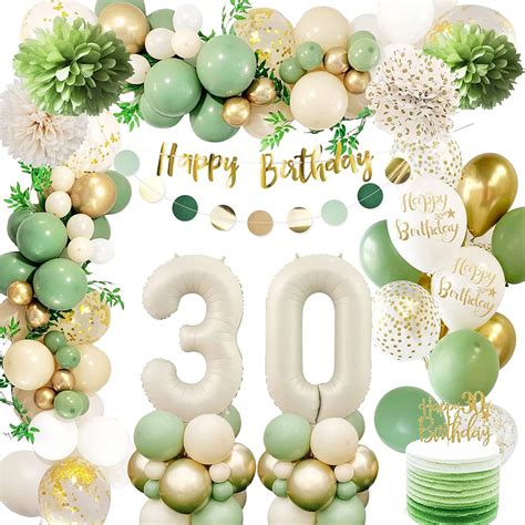 30th Birthday Decorations For Women Men 30th Green Gold Birthday Party