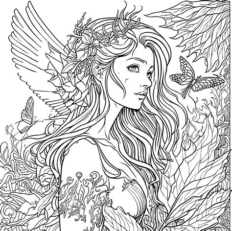 Coloring book for adults. Beautiful fairy. Magic tale illustration ...