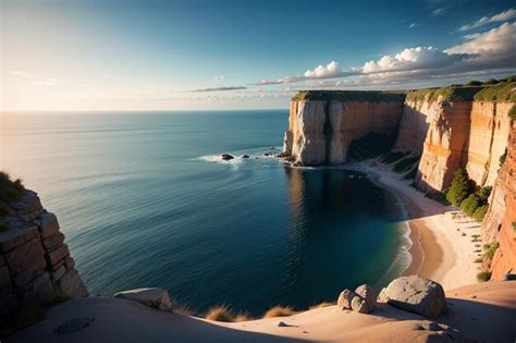 Premium AI Image | A beach with a cliff in the background