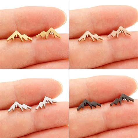 Shuangshuo Fashion Mountain Peak Stud Earrings Landscape Snow Mountain