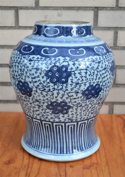 Jarrón Azul y blanco Porcelana China Dinastía Qing Catawiki