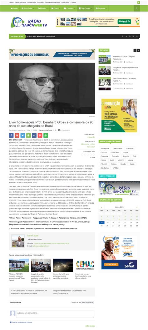 R Dio Sanca Webtv Livro Homenageia Prof Bernhard Gross E Comemora Os