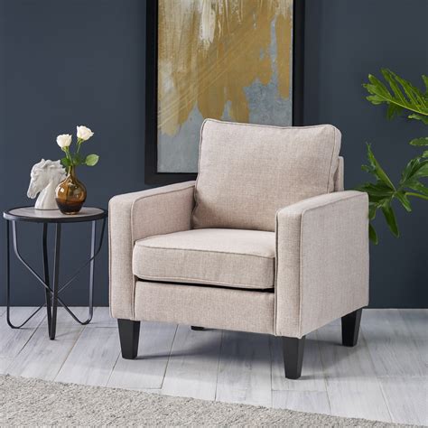 Noble House Kinslee Contemporary Fabric Club Chair Beige Walmart