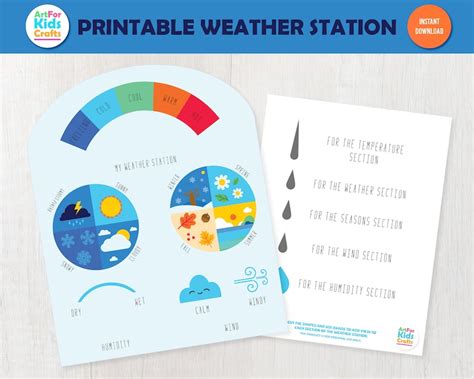 Weather Station Printable Kids Weather Chart Preschool - Etsy