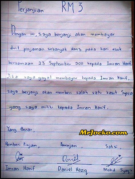 Contoh Surat Pinjaman Wang Dari Kawan Buat Surat Perjanjian Sebelum