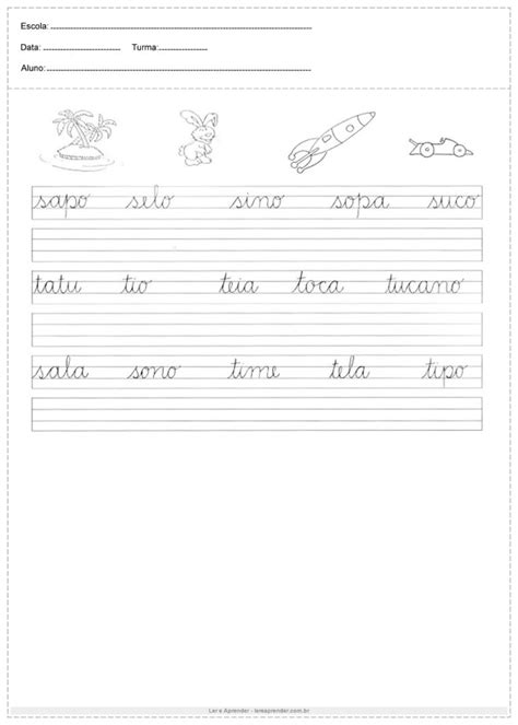 Atividades Com Letra Cursiva 1 Ano - Atividades com letra cursiva para 1º ano - Atividades Educativas