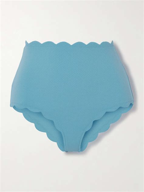 MARYSIA Santa Monica Scalloped Seersucker Bikini Brief NET A PORTER