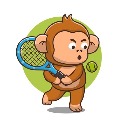 Premium Vector Illustration Of Cute Cartoon Monkey Play Tennis