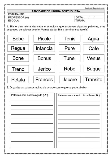 Atividade De Portugues - Atividade de Português de Alfabetização - Tudo Português