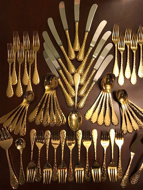 Rare Towle Gold Flatware Set, Gold Plated Supreme Cutlery Flatware ...