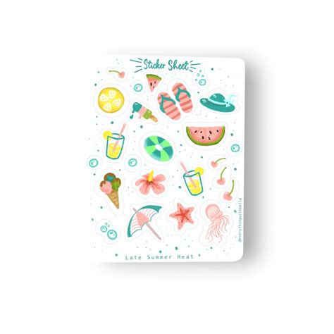 Cute Summer Beach Sticker Sheet Trendy Surf And Beach Etsy