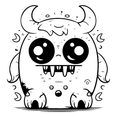 Premium Vector Funny Cartoon Monster With Horns Vector Illustration