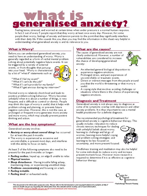 Generalised Anxiety Information Sheet 01 What Is Generalised