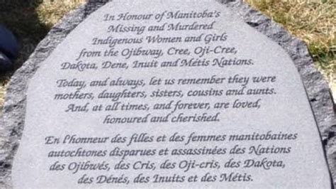 Winnipeg Monument Honours Missing Murdered Aboriginal Women Manitoba