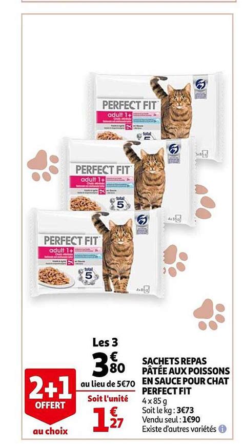 Promo Sachets Repas P T E Aux Poissons En Sauce Pour Chat Perfect Fit