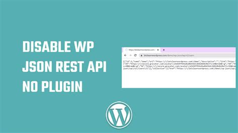 How To Disable Wp Json Rest Api In Wordpress Without Plugin