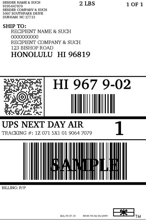 Ups Label Template Printable Label Templates