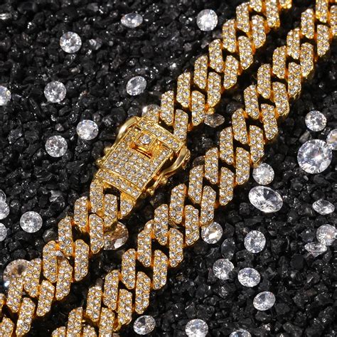 Iced Out Miami Cuban Link Chain Diamond Choker Necklace Set For Men And