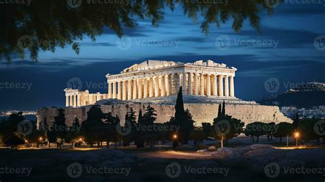 Night view of The Parthenon. Generative AI 32977142 Stock Photo at Vecteezy