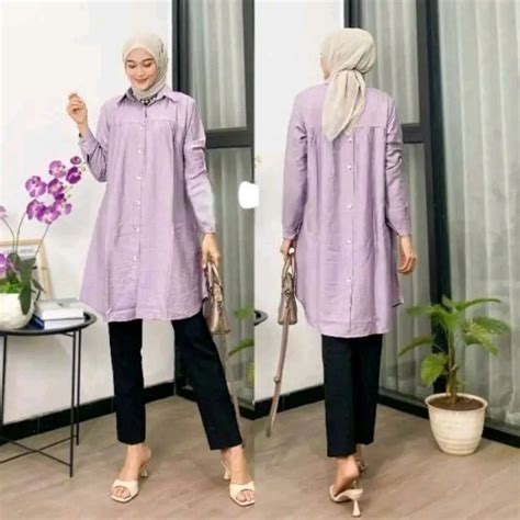 Jual Zulfa Tunik Polo Linen Lingkar Dada 110cm Dan 120cm Variasi